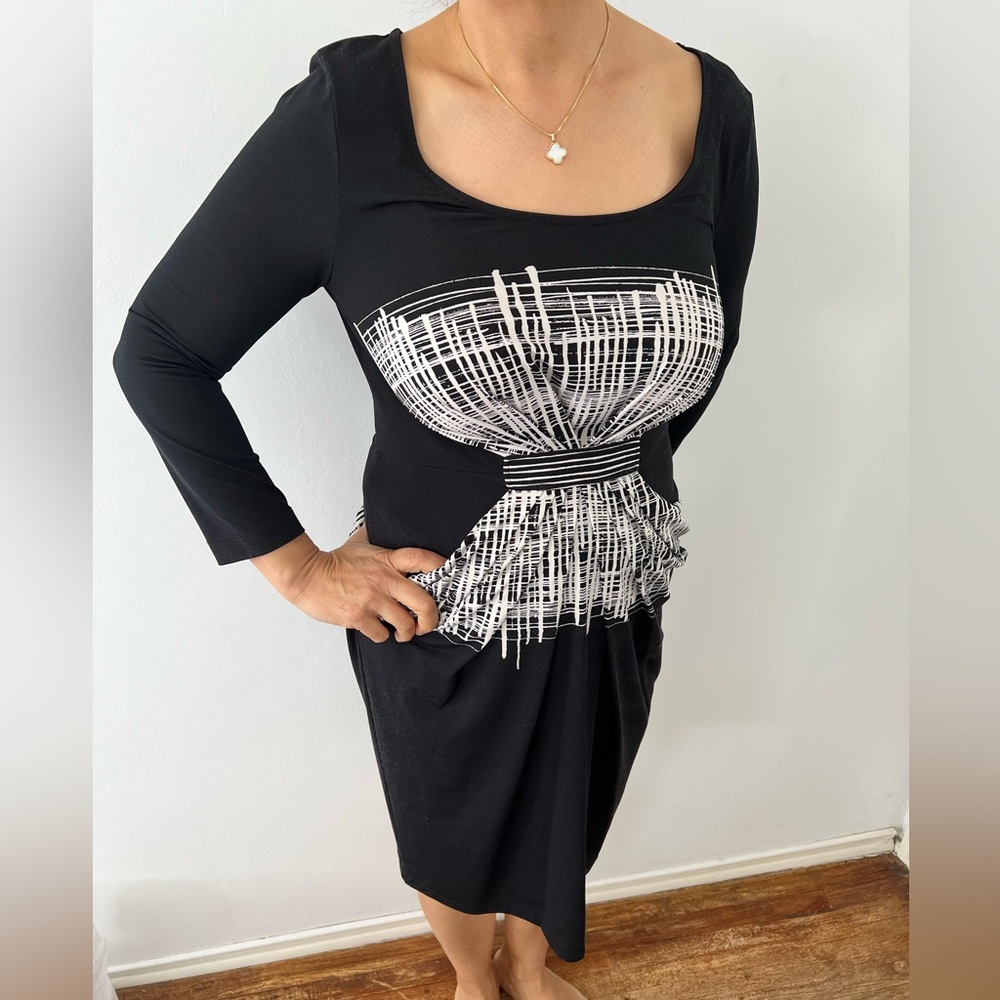 BCBG | White Accented Black Dress